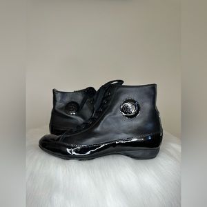 Patent and Leather Booties